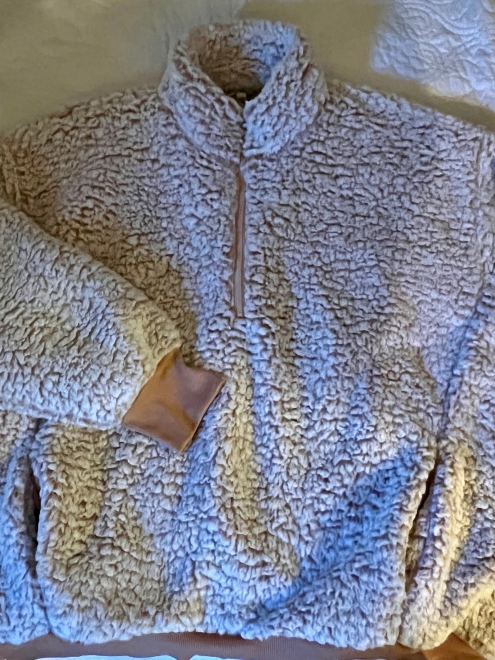 New! Express Furry Fleece Quarter Zip Pullover Sweatshirt Jacket XL
